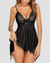 Sheer Lace Babydoll Lingerie with G-String